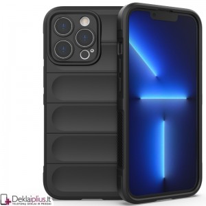 Magic Shield guminis dėklas su kameros apsauga - juodas (Apple Iphone 13 Pro)